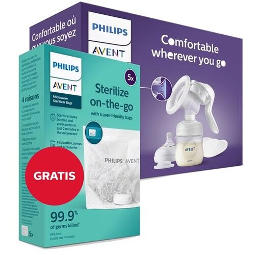 Avent pumpica za izmazanje natural + gratis kesice za steriliz.u mikrotalasnoj Slike