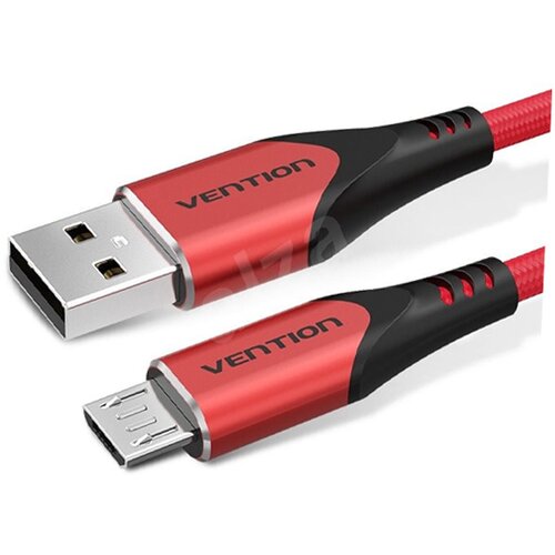 Vention USB 2.0-A to Micro-B Charger Cable (3A) Red 1M Aluminum Alloy Type Slike