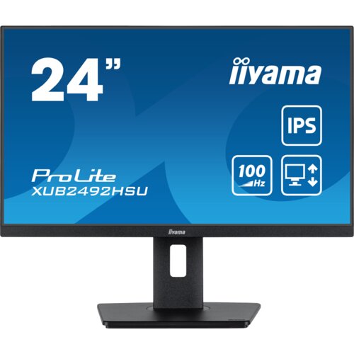 Iiyama monitor LED XUB2492HSU-B6 24” IPS 1920 x 1080 @100Hz 250 cd/m² 1300:1 0.4ms HDMI DP USBx4 height, swivel, tilt, pivot (rotation both sides) Slike