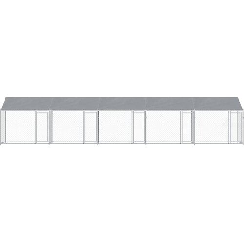  Kavez za pse s krovom i vratima sivi 10x2x2 m pocinčani čelik Slike