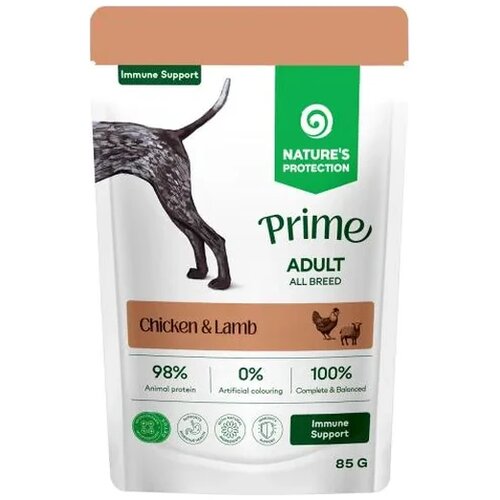 Nature&amp;#039;s Protection Prime vlažna hrana u kesici za odrasle pse, jagnjetina i piletina 85 g Slike