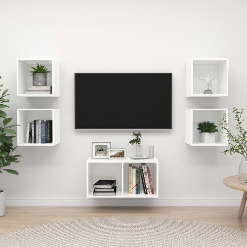  5-dijelni set TV ormarića bijeli od konstruiranog drva Cene