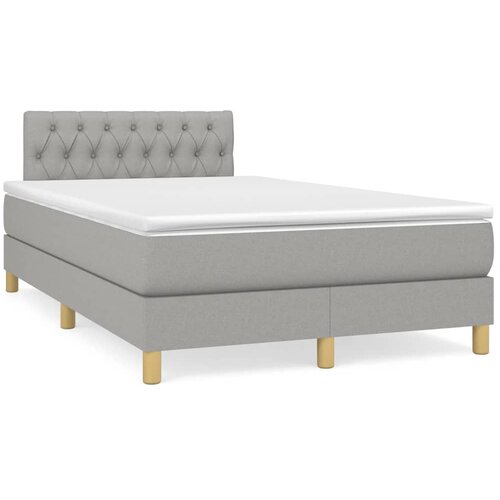 vidaXL Boxspring postelja z vzmetnico svetlo siva 120x190 cm blago Cene