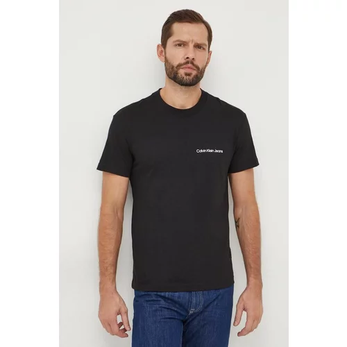 Calvin Klein Jeans Bombažna kratka majica moški, črna barva