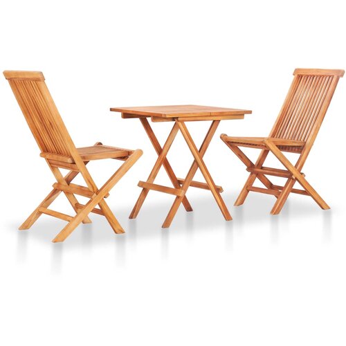  3-dijelni sklopivi bistro set od masivne tikovine Slike