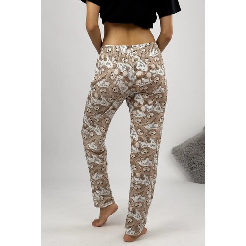 Dewberry 80156 Women Pyjama Bottom-BROWN-WHITE Cene