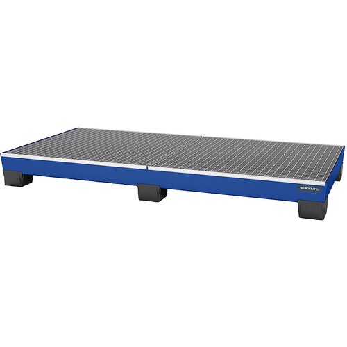 eurokraft pro Jeklena prestrezna kadica z nogami iz umetne mase, DxŠxV 2460 x 1210 x 260 mm, modra, z mrežasto rešetko Cene