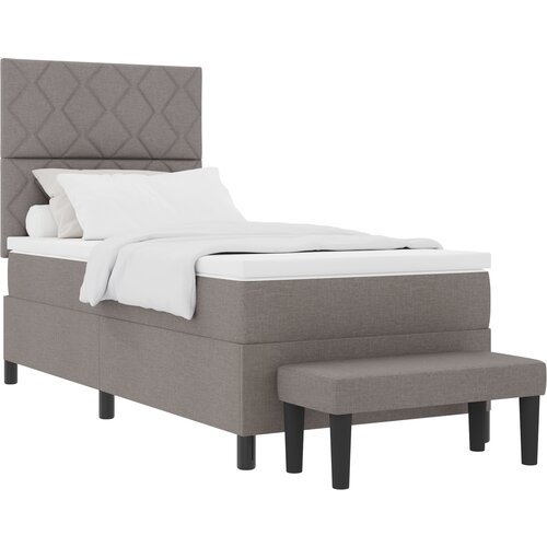 VidaXL Box Spring Postelja z Vzmetnico in Klopjo Taupe 90x200 cm Tkanina, (22080956) Slike