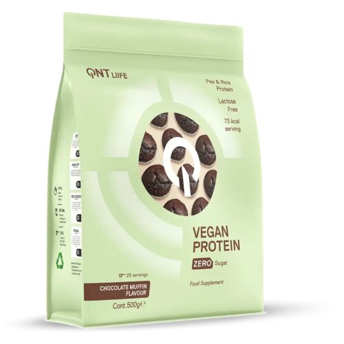 QNT vegan protein – biljni proteinski šejk za mišiće i energiju - čokolada Slike