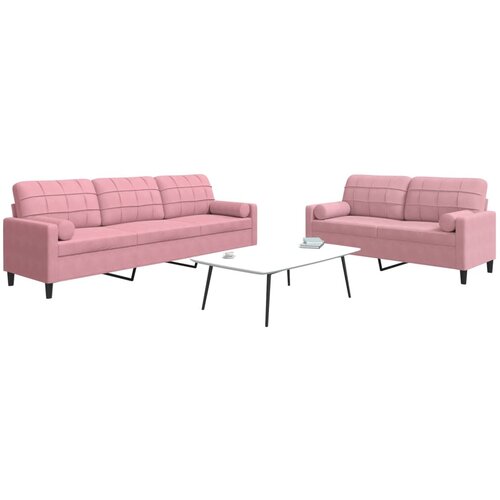 vidaXL 2-dijelni set sofa s jastucima ružičasti baršunasti Cijene