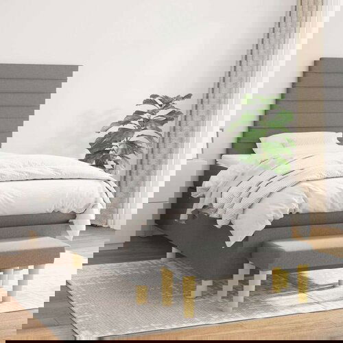  Box spring postelja z vzmetnico temno siva 100x200 cm blago, (20900323) Slike