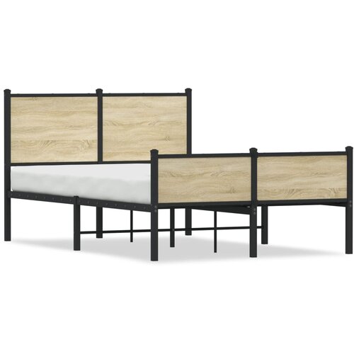 Maison Chic Kovinski Posteljni okvir - Dvoposteljna postelja - Zakonska postelja brez vzmetnice sonoma hrast 120x200 cm, (21694244) Slike