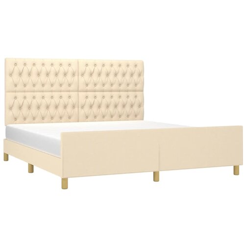 Okvir za krevet bez madraca krem 180 x 200 cm od tkanine Slike