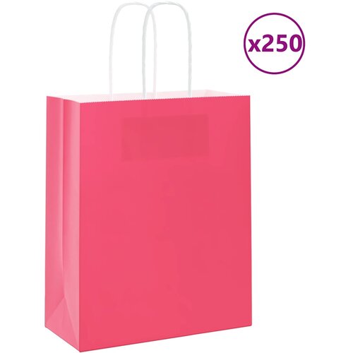VidaXL Papirnate vrečke 250 kosov z ročaji roza 18x8x22 cm Slike