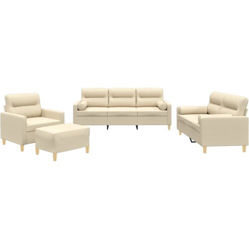vidaXL 4-dijelni set sofa s jastucima krem od tkanine Cijene
