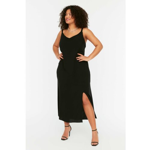 Trendyol ženska haljina Curve Black Slit Slike
