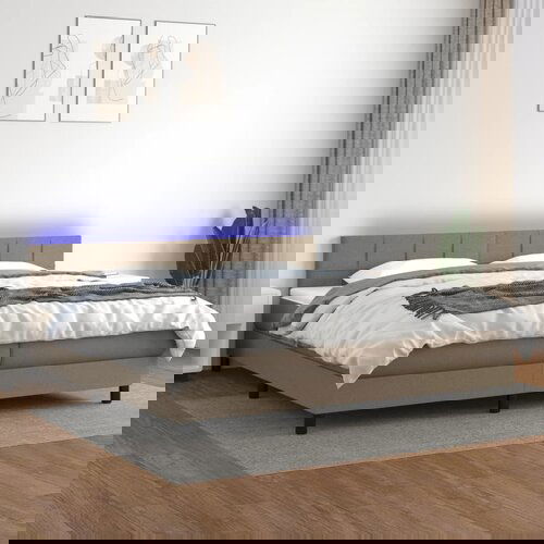 The Living Store Box spring postelja z vzmetnico LED taupe 200x200 cm blago - Box Spring Postelja, (21516922) Slike