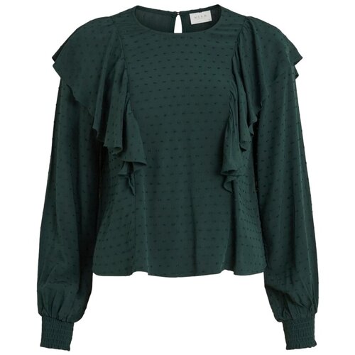 Vila Topi &amp;amp; Bluze Payton Top - Darkest Spruce Zelena Slike