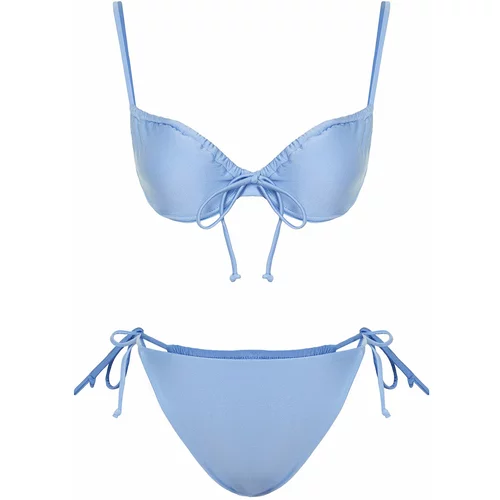 Trendyol Blue Balconette Tunnel Bikini Set