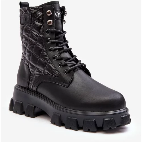 Kesi Leather work boots with flat heels GOE Black