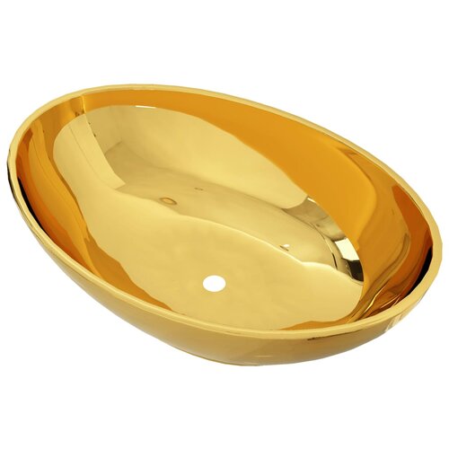 Maison Chic Umivalnik - Kopalna umivalnik - Lavabo keramičen 40x33x13,5 cm zlat, (21684817) Slike