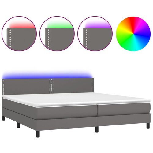Maison Chic Box spring postelja - Vzmetna postelja z vzmetnico LED siva 200x200cm umetno usnje SL21971, (21892203) Cene