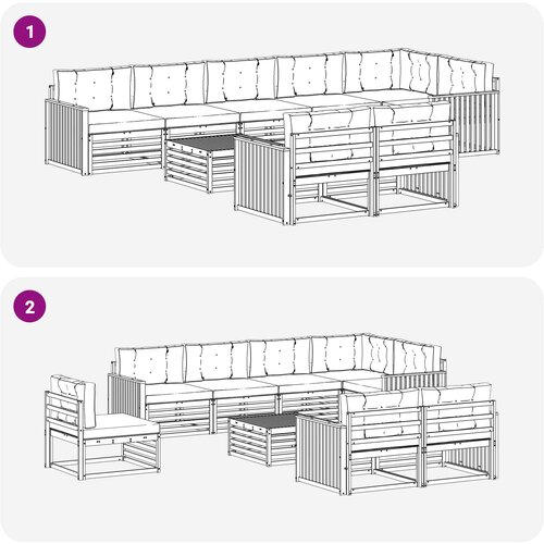  Set vanjskih sofa 9 kom. Bijela i bež Poliester Smeđa 79 x 79 x 37 cm Slike