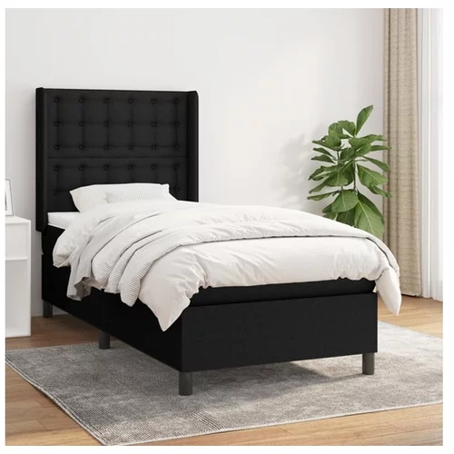 vidaXL Box spring postelja z vzmetnico crn 90x190 cm blago