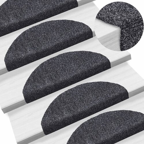 Prostirke za stepenice, samoljepljive, 10 kom., 65x21x4 cm, tamno sive, poluokrugle, velike Cijene