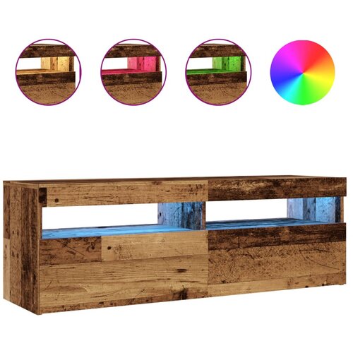 Maison Chic TV omarica - TV stojalo - Televizijska omarica z LED starinski les 120x35x40 cm inženirski les, (21699178) Slike