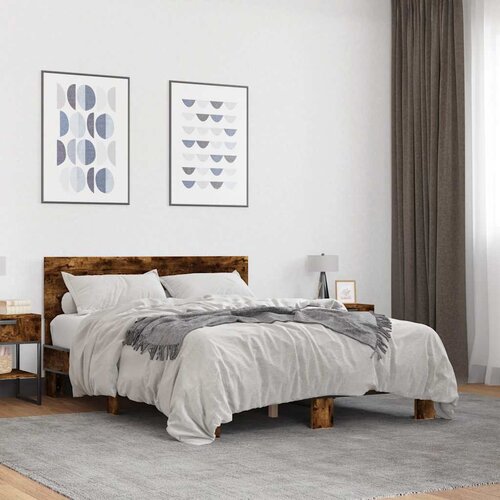  Okvir za krevet boja hrasta 120x190cm konstruirano drvo i metal Cijene