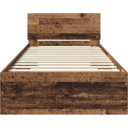 VidaXL Krevetna konstrukcija Staro drvo 100 x 200 cm Konstruirano drvo Slike