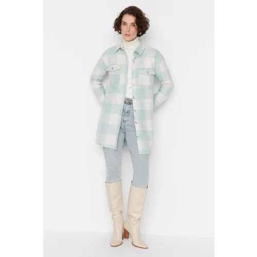 Trendyol Mint Checked Woven Shirt
