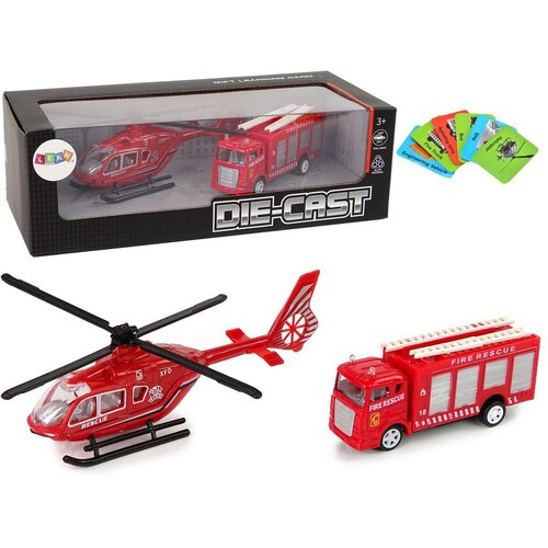  Igračka vatrogasni helikopter i kamion, 18 x 4 x 7cm Slike