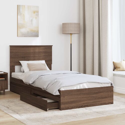  Krevet s od storage Smeđi hrast 75 x 190 cm Konstruirano drvo Slike
