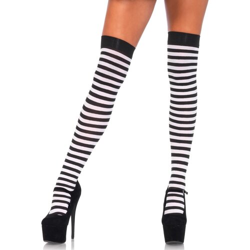 Leg Avenue Prugaste čarape, crno/bijele Cijene
