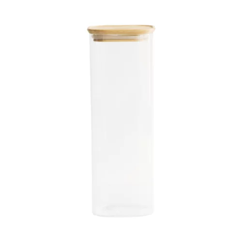  kvadratna steklena posoda z bambusovim pokrovom - 2,2 l