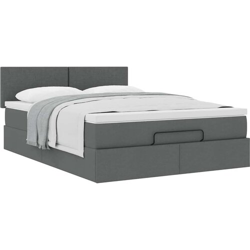 VidaXL otomanski okvir kreveta s madraca tamnosivi 140x200cm tkanine Slike