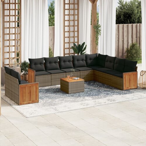 VidaXL 11-dijelni set vrtnih sofa od poliratana s jastucima sivi Slike