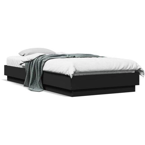 VidaXL Okvir za krevet crni 100x200 cm konstruirano drvo Slike