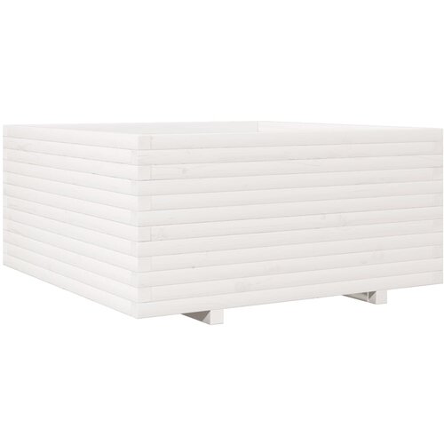  Vrtna sadilica bijela 100x100x49,5 cm od masivne borovine Slike