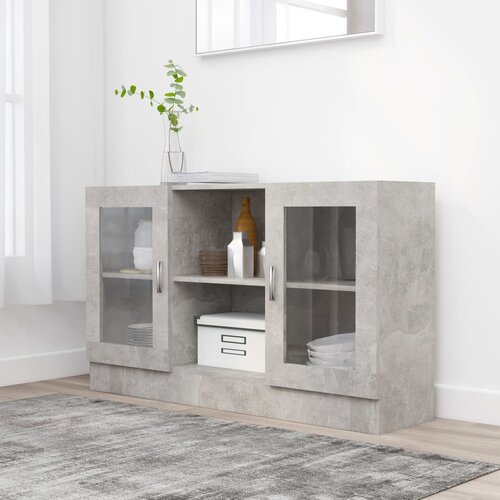 The Living Store Vitrina betonsko siva 120x30,5x70 cm iverna plo&amp;scaron;ča - Vitrina, (21437500) Slike
