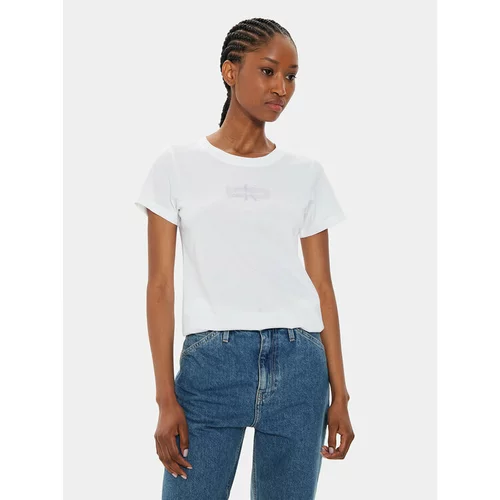 Calvin Klein Jeans Majica Faded Monologo J20J223625 Bela Slim Fit
