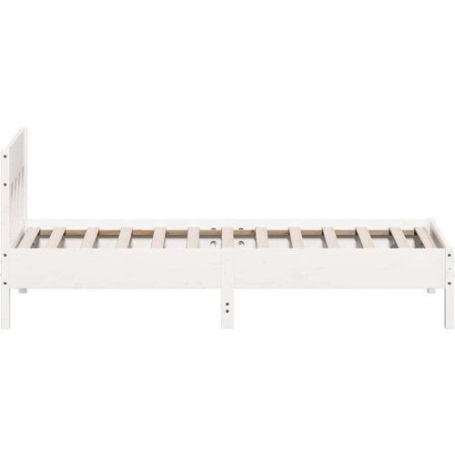 VidaXL okvir za krevet s uzglavljem bijeli 90x200 cm masivna borovina Slike