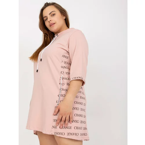 Fashion Hunters Dusty pink plus size cotton sweatshirt dress