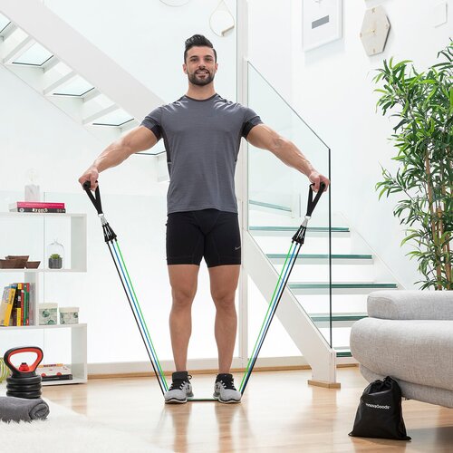 Paket sklopiva sprava za trbu&amp;scaron;njake i set elastičnih traka s dodacima i vodičem InnovaGoods Slike