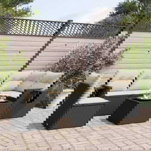  The Living Store Vrtna sedežna garnitura 6-delna z blazinami črna poli ratan - Vrtna Sedežna Garniture, (21466526) Cene