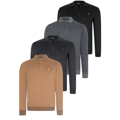 Dewberry QUADRUPLE SET V4007 MEN'S SWEATSHIRT-BLACK-NAVY-ANTHRACITE-CAMEL