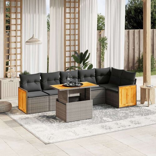 VidaXL 7-dijelni set vrtnih sofa sivi od poliratana Slike