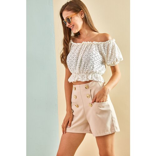 Bianco Lucci Shorts - Beige - High Waist Cijene